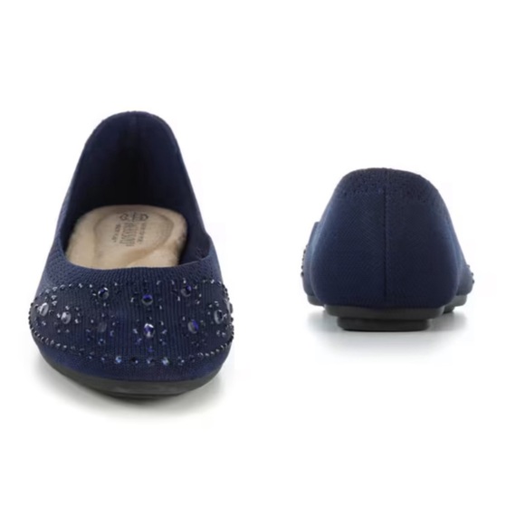 HARBORSIDES Narcisa Navy Blue Crystal Gem Knit Ballet Flat Shoes 10W WIDE - Picture 15 of 16